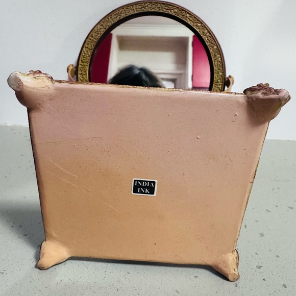 Vintage INDIA INK Rubbed Bronze Makeup Mirror With Stand 2-Sided Swivel 1X-5X - Picture 5 of 6
